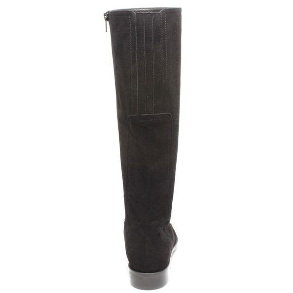 Luca Grossi 289 Black Suede Leather Stretch Zip-Up Knee High Boots - Picture 5 of 8